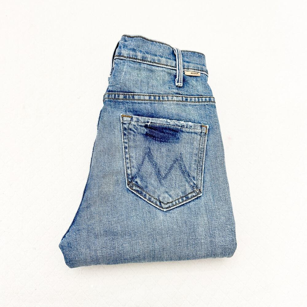 Mother Superior The Hustler Ankle Fray Crashing Hard Ripped Denim Jeans Size 24